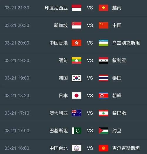 中国男足赛程表世预赛2021
